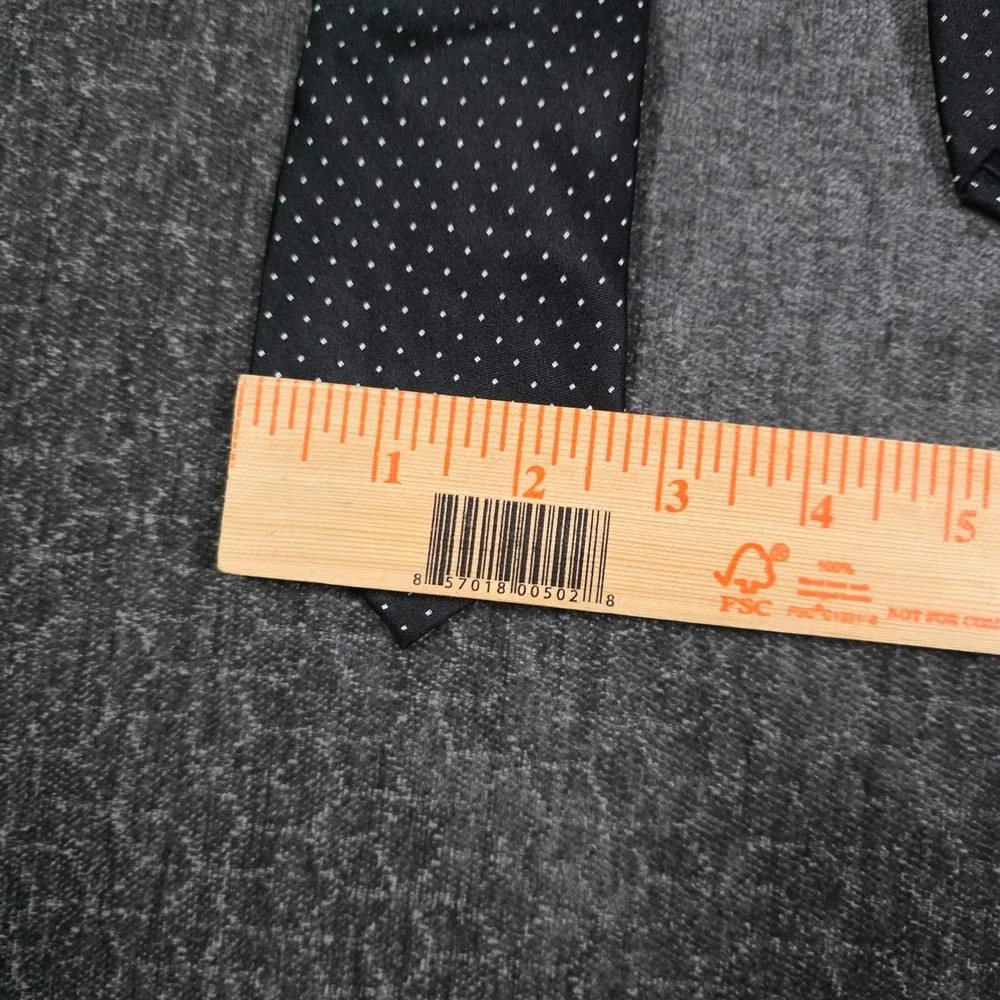 NWT Express Mens Black Silk Micro Dot Narrow Tie Modern Luxury 58